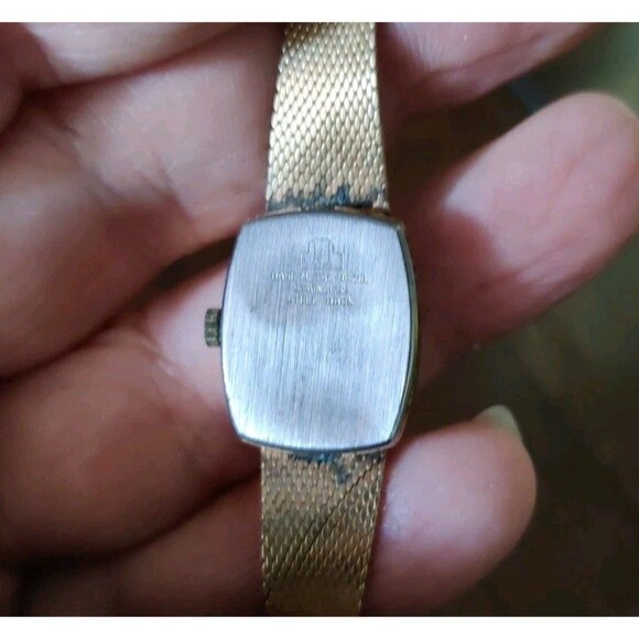 Vtg Jules Jurgensen GENUINE Diamond Gold Plated Ladies Watch Not Working - Picture 5 of 10